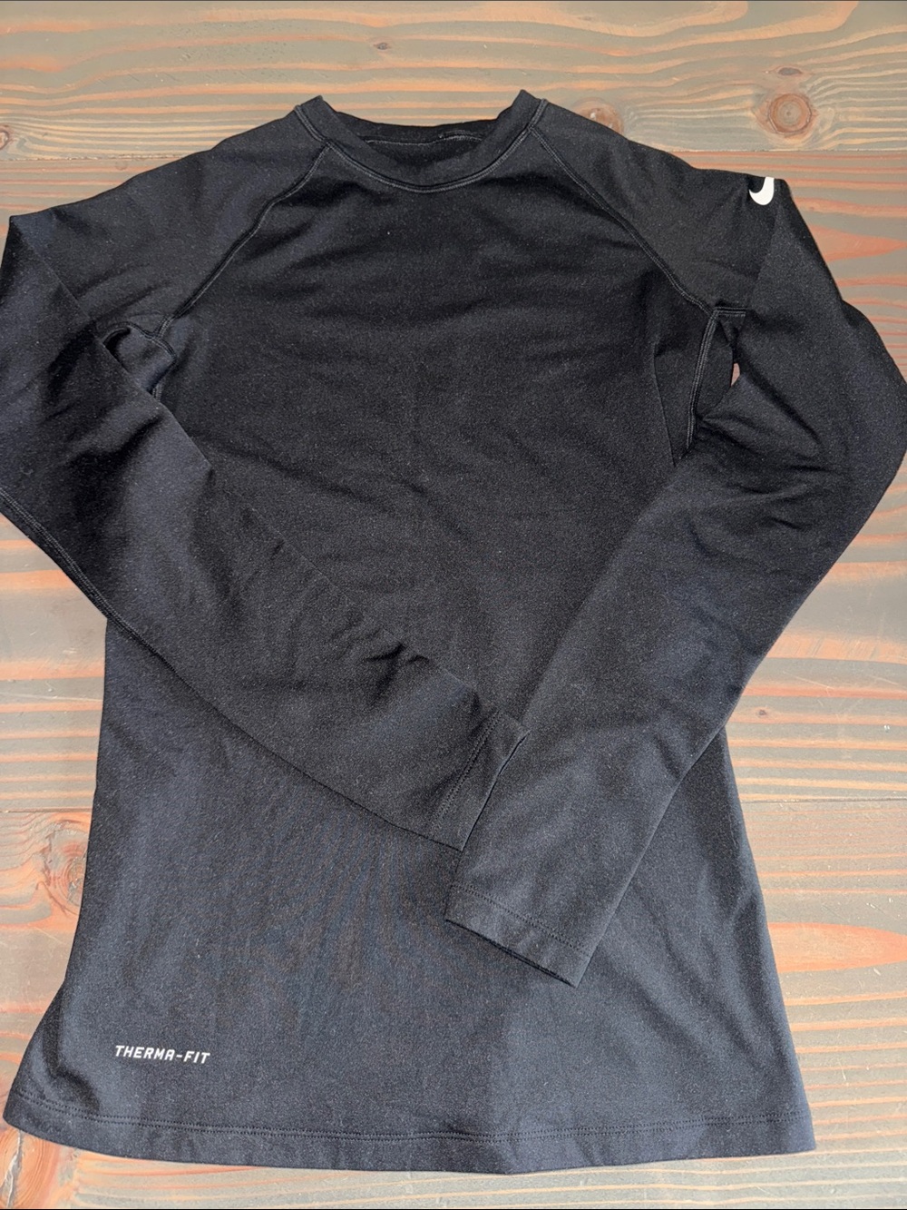Nike Black Long Sleeve Performance Top with White Swoosh